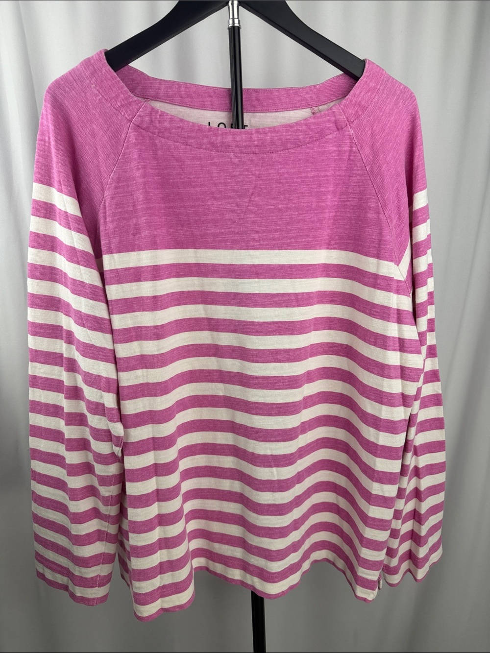 LOFT Pink & White Striped Cotton Lightweight Sweater Top – XL